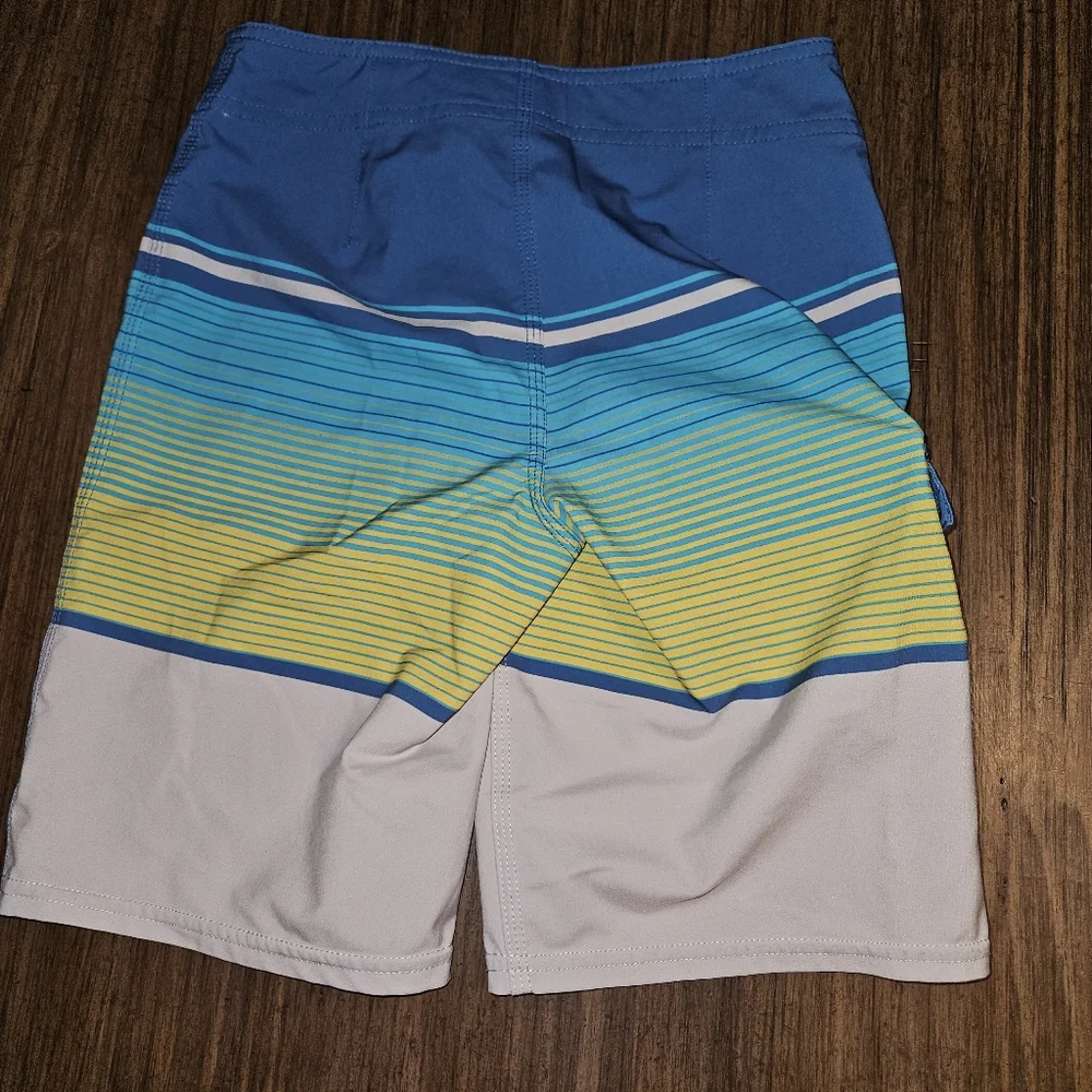 O'Neill 23 hybrid board shorts swim trunks striped surf beach blue yellow
